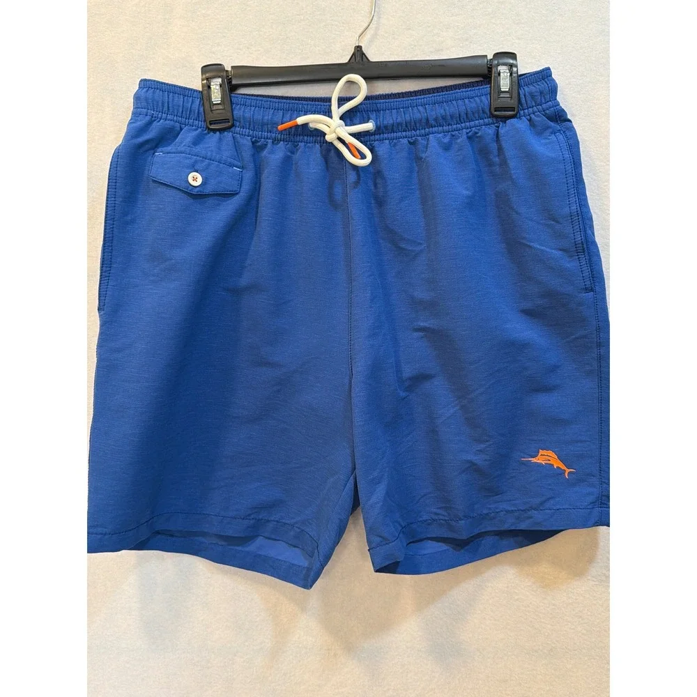 Tommy Bahama Blue Swim Trunks Shorts Mens Medium Elastic‎ Waist Lined